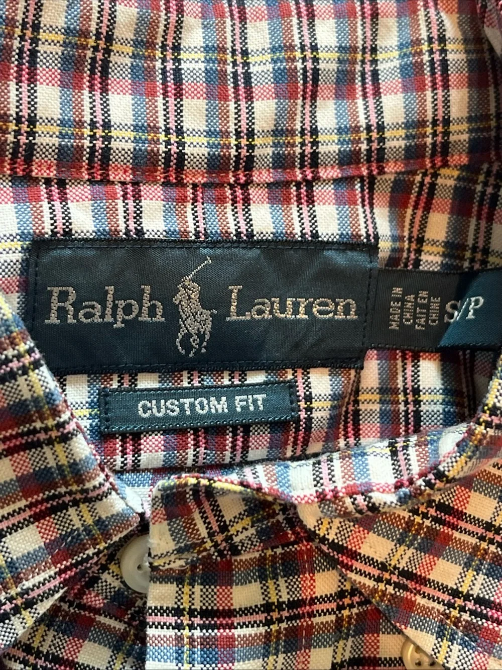 Men’s Ralph Lauren Custom Fit Blue Red Plaid Long Sleeve Button Up Shirt Small
